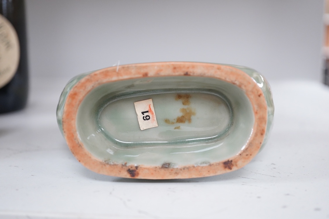 A Japanese celadon glazed flask, 19.5 cm high.